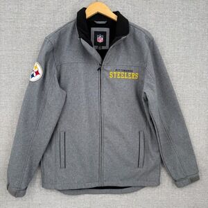 G-lll Men's Pittsburgh Steelers NFL Jacket Sz M Gray Soft Shell Zip Fleece Lined